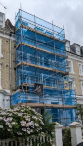 Residential scaffolding installed on a London townhouse – A.D Scaffolding Ltd