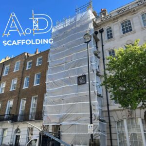 Scaffolding project in Chelsea SW3 – temporary roof and full wrap installation by A.D Scaffolding Ltd