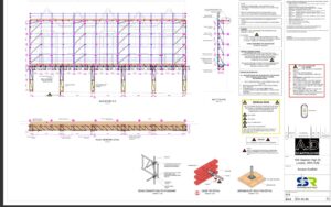 Engineered scaffold design drawing for a commercial scaffolding project in London